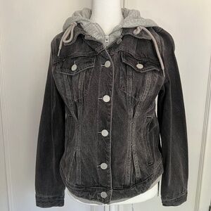 NWT Blank NYC Grey Denim Jacket with removable Hood Size Small
